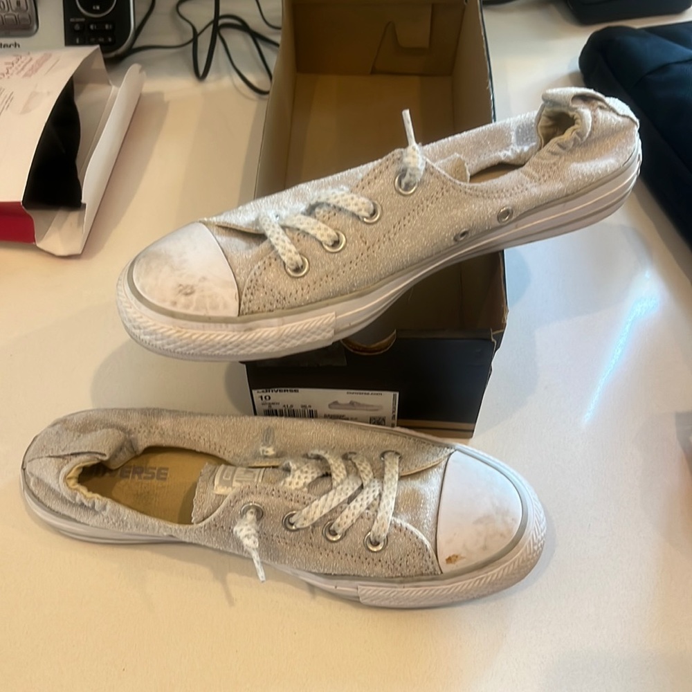 Grey slide on All Star Converse shoes - size 10- with partial box